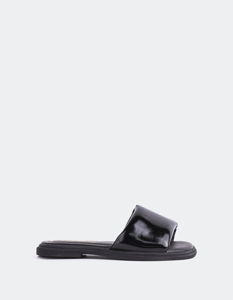 L'INTERVALLE Bosnia Women's Mules Sandals Black Leather Patent