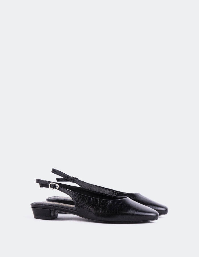 L'INTERVALLE Brassia Slingbacks  à talon bas pour femme CuirNoir