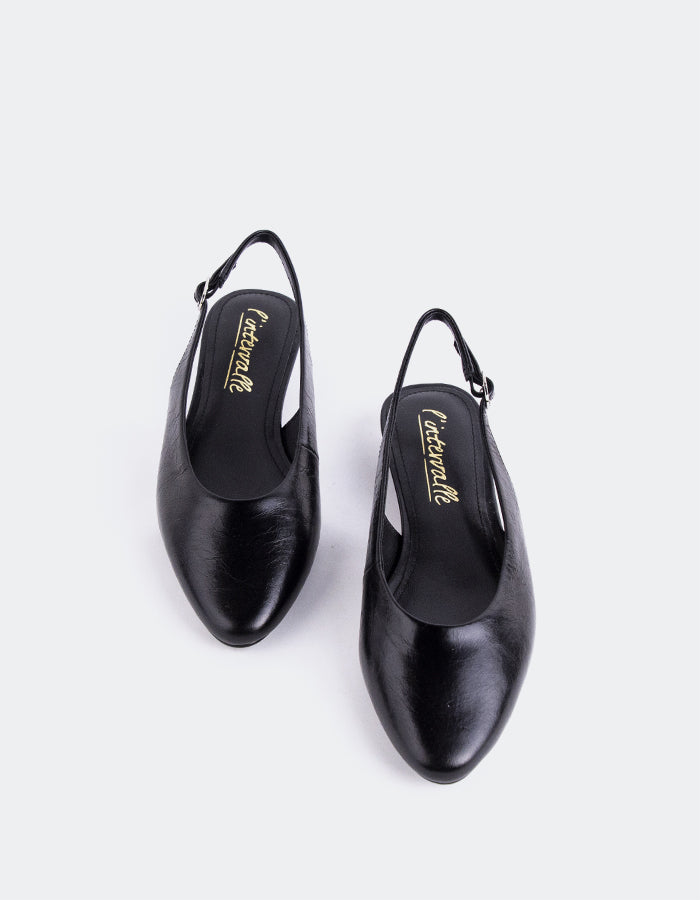 L'INTERVALLE Brassia Slingbacks  à talon bas pour femme CuirNoir