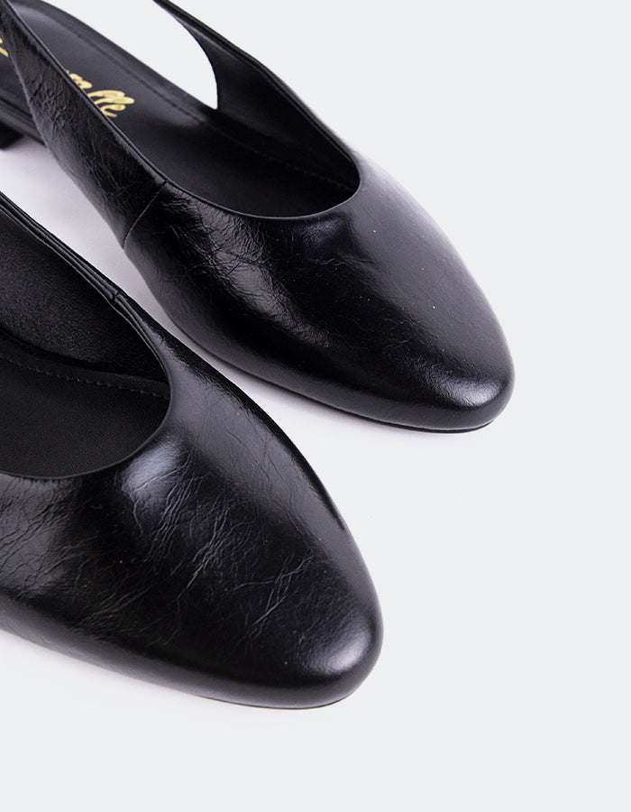 L'INTERVALLE Brassia Slingbacks  à talon bas pour femme CuirNoir