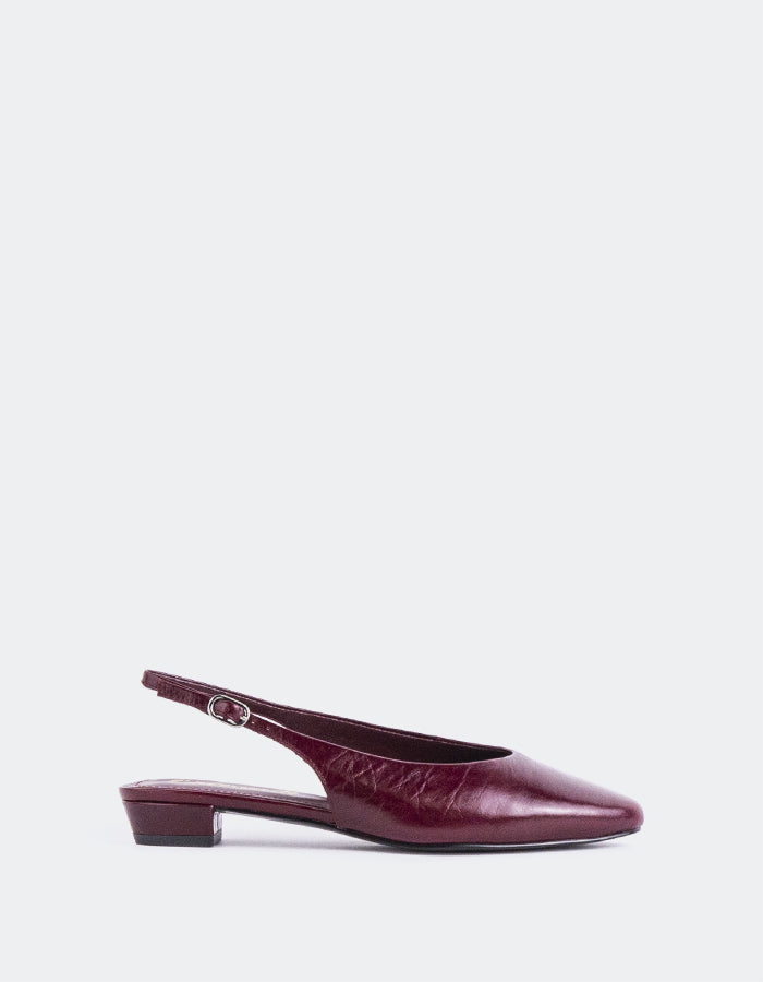L'INTERVALLE Brassia Women's Low-Heel Slingbacks Burgundy Leather