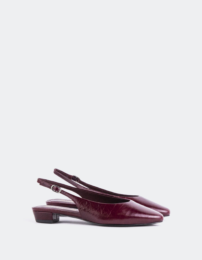 L'INTERVALLE Brassia Women's Low-Heel Slingbacks Burgundy Leather