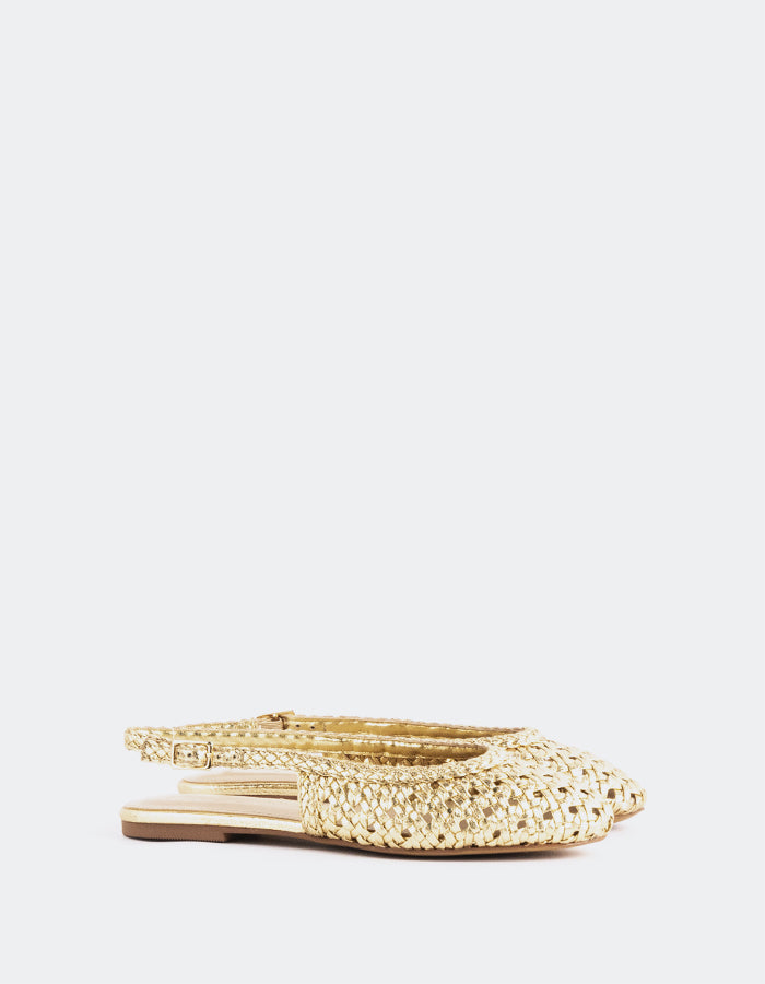 L'INTERVALLE Breda Femmes Plat Slingbacks Or Métal