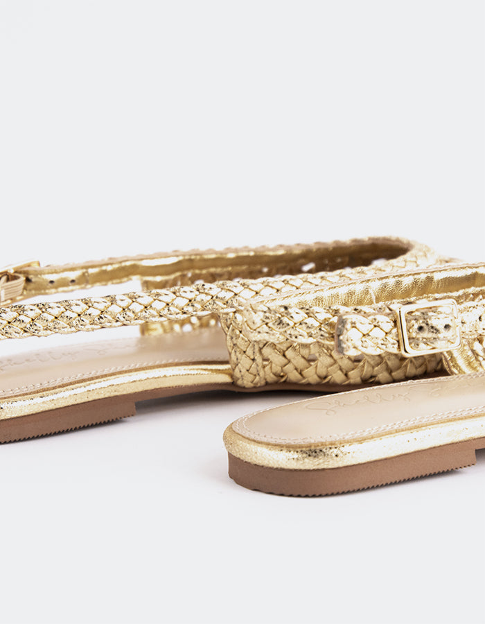 L'INTERVALLE Breda Femmes Plat Slingbacks Or Métal