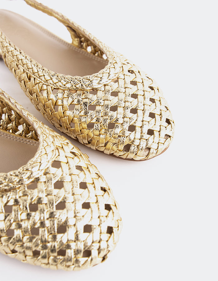 L'INTERVALLE Breda Femmes Plat Slingbacks Or Métal