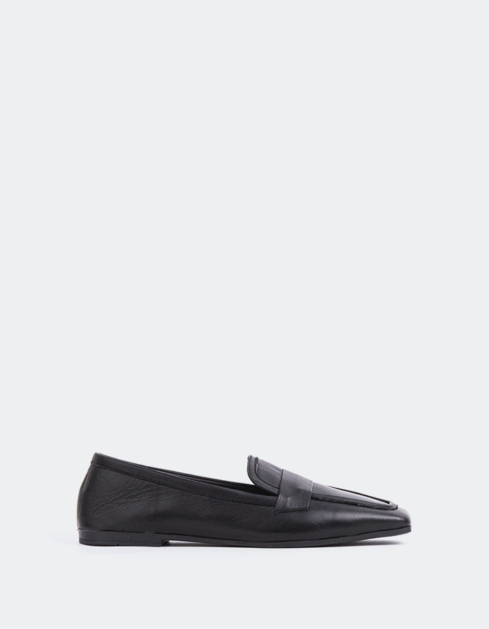  L'INTERVALLE Brescia Women's Loafer Shoe Black Leather