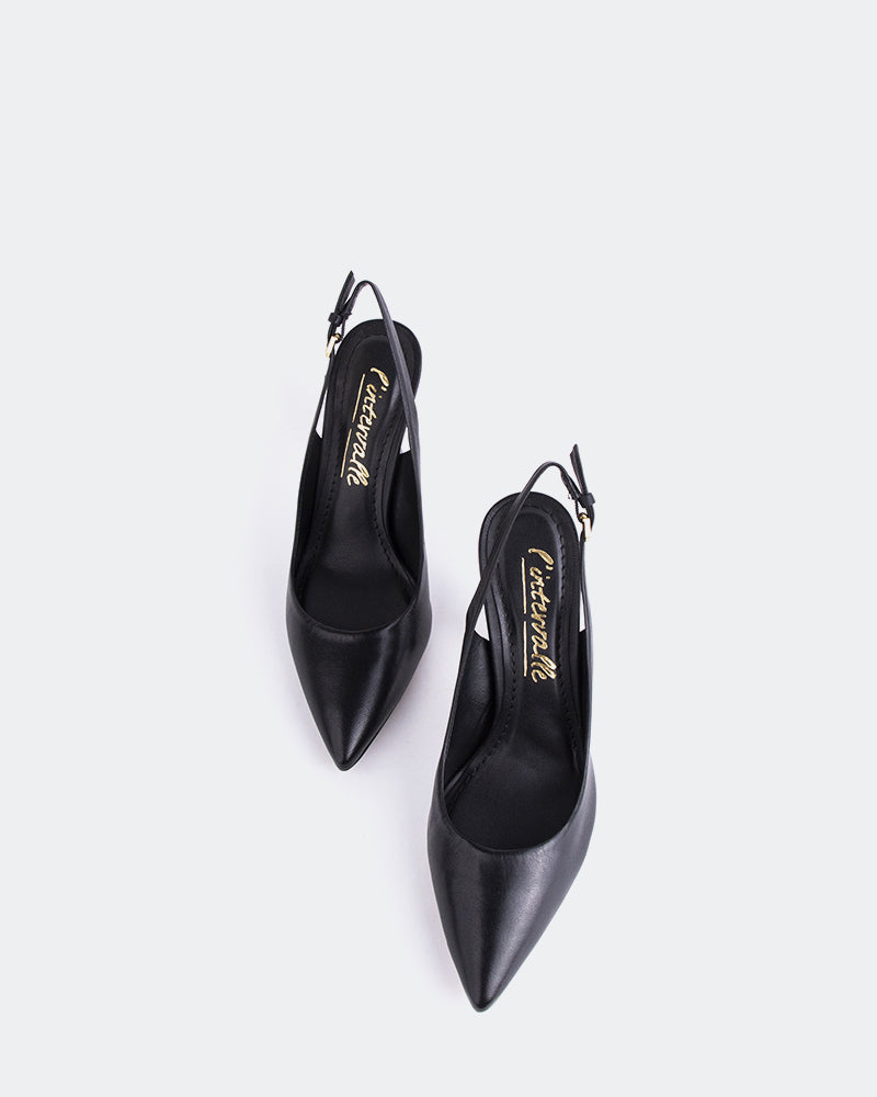 L'INTERVALLE Brunello Chaussures pour femmes Escarpins à Bride Arrière Noir  Cuir