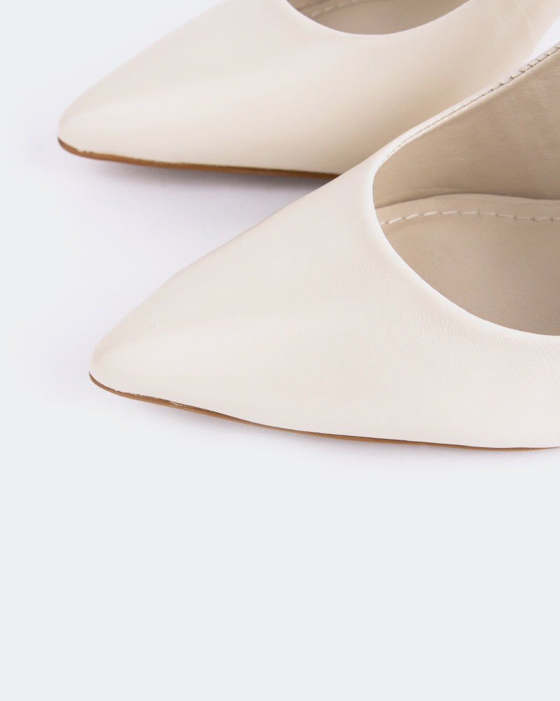 L'INTERVALLE Brunello Chaussures pour femmes Escarpins à Bride Arrière Blanc Cassé  Cuir