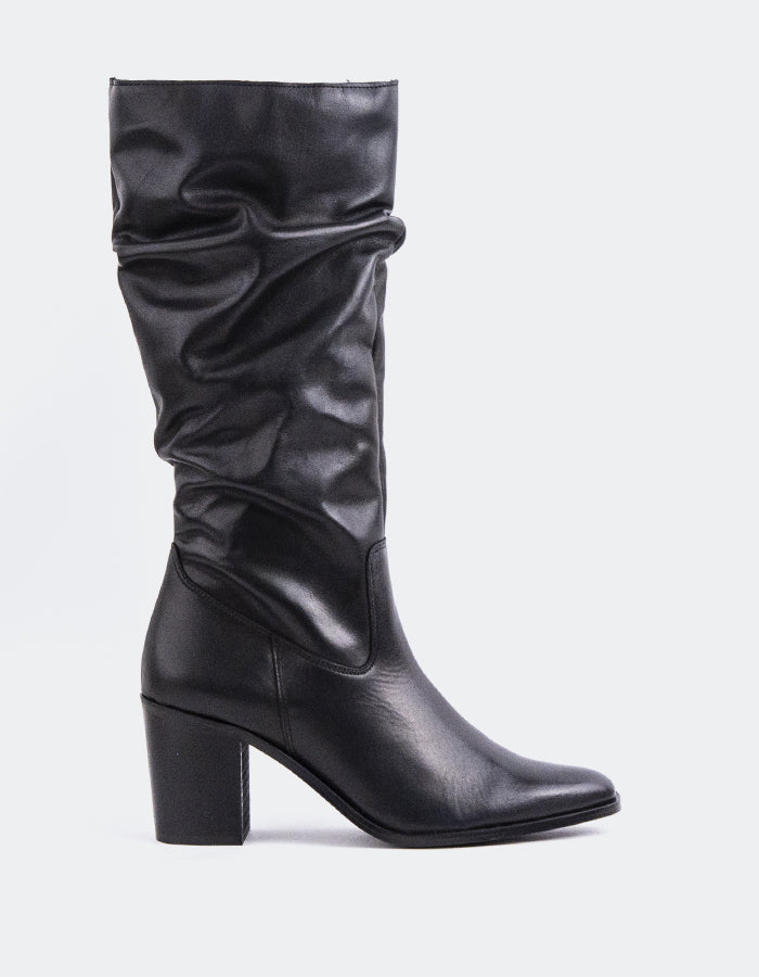 L'INTERVALLE Bryanne Women's Slouchy Tall Boots Black Leather