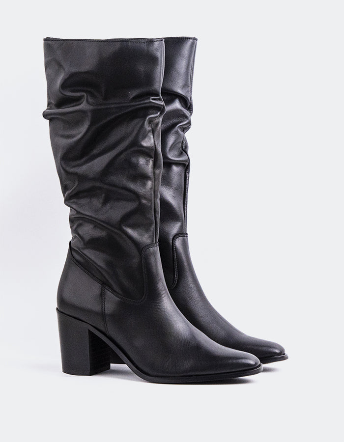 L'INTERVALLE Bryanne Women's Slouchy Tall Boots Black Leather