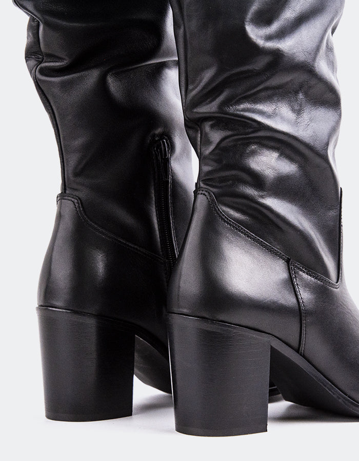L'INTERVALLE Bryanne Women's Slouchy Tall Boots Black Leather