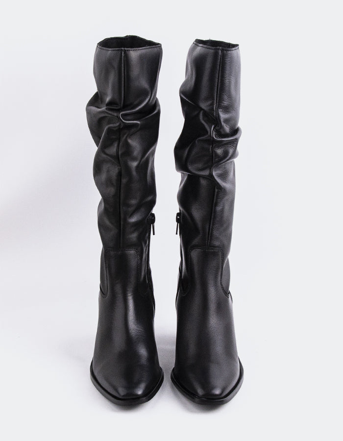 L'INTERVALLE Bryanne Women's Slouchy Tall Boots Black Leather