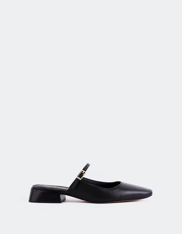 L'INTERVALLE Calantha Chaussures mules à lanières pour femmes Cuir Noir