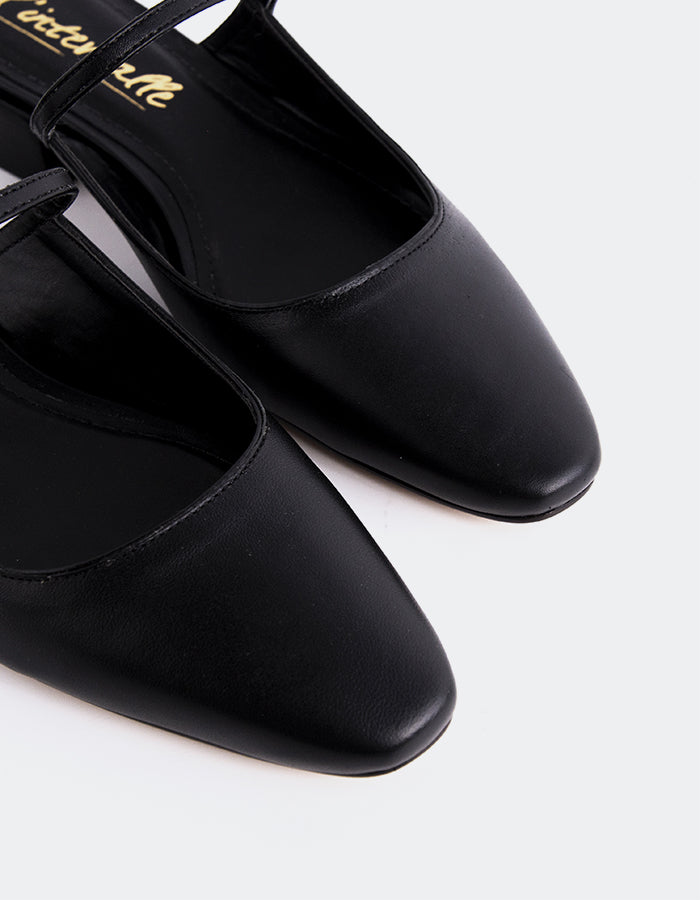 L'INTERVALLE Calantha Chaussures mules à lanières pour femmes Cuir Noir