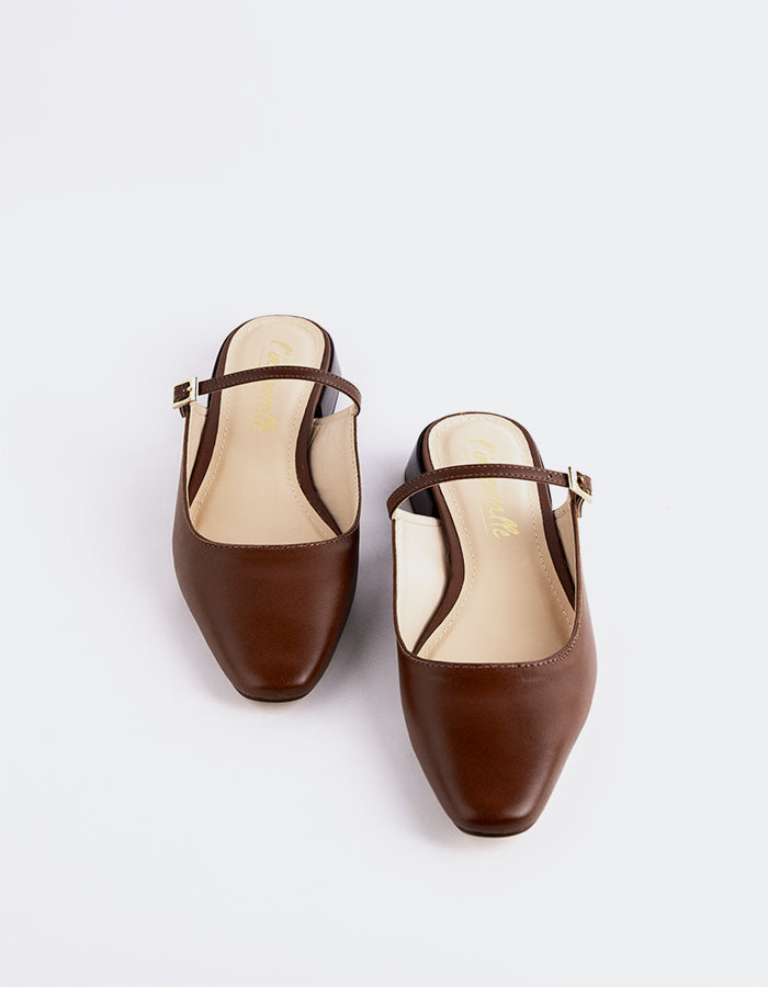L'INTERVALLE Calantha Chaussures mule pour femmes en cuir cognac