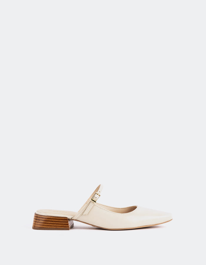 L'INTERVALLE Calantha Femmes Strap Mule Chaussures Blanc Cassé Cuir