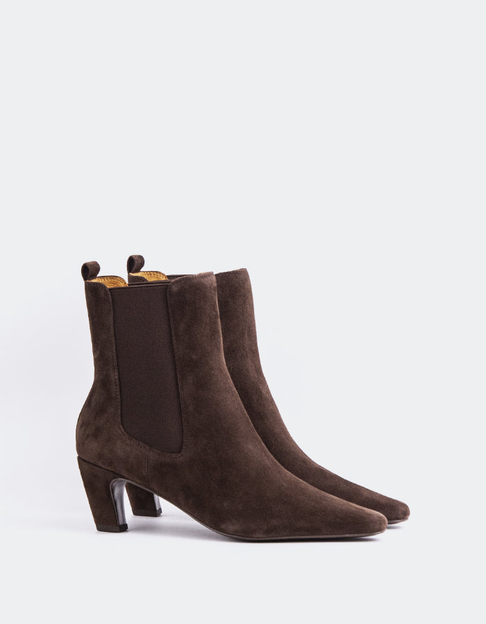 SHELLY SHEN Cartago Women's Ankle Boots Chocolate Suede