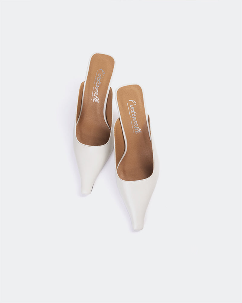 L'INTERVALLE Carthan Women's Shoe Mid Heel Mule Off White Leather
