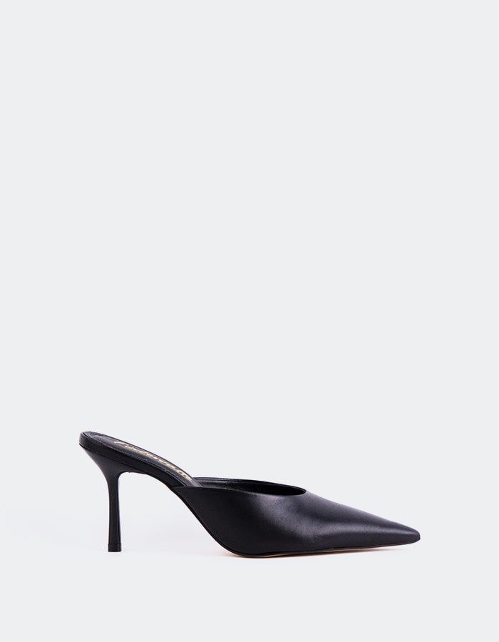 L'INTERVALLE Carys Chaussures mules à talons hauts pour femme en cuir Noir