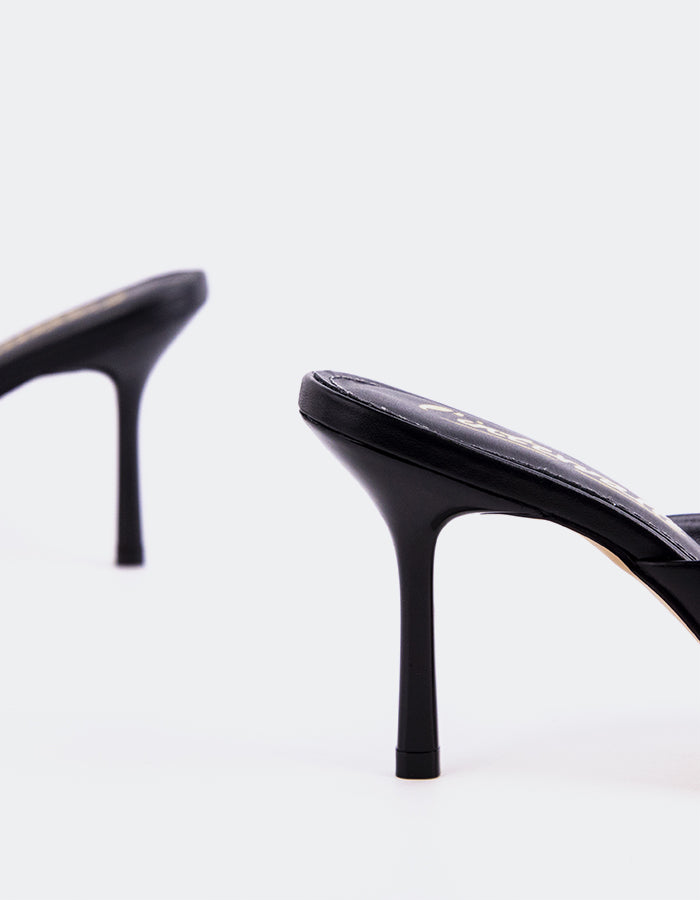 L'INTERVALLE Carys Chaussures mules à talons hauts pour femme en cuir Noir