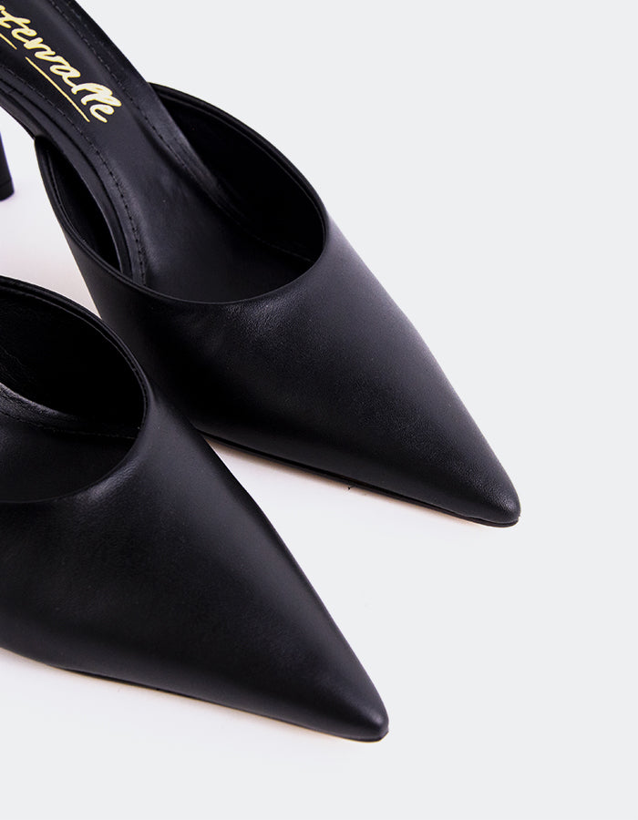 L'INTERVALLE Carys Chaussures mules à talons hauts pour femme en cuir Noir
