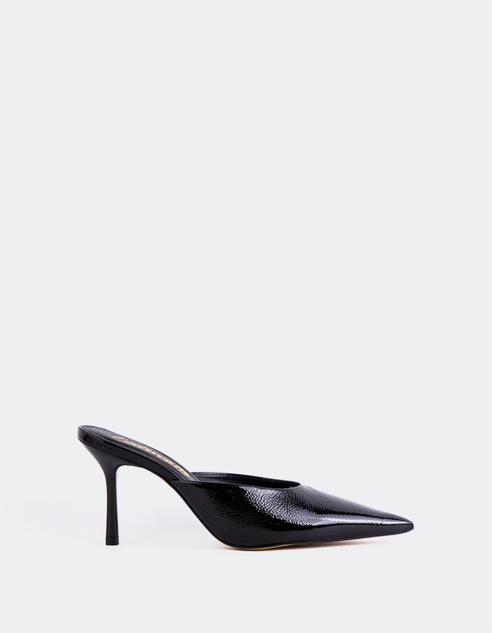 L'INTERVALLE Carys Chaussures mules à talon haut pour femmes Noir Naplack