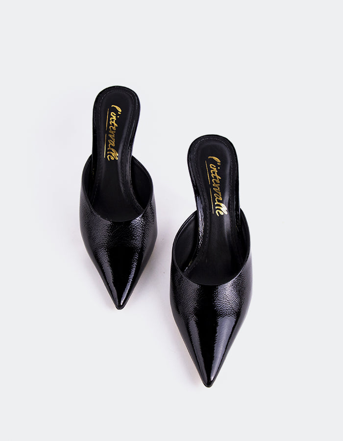 L'INTERVALLE Carys Chaussures mules à talon haut pour femmes Noir Naplack