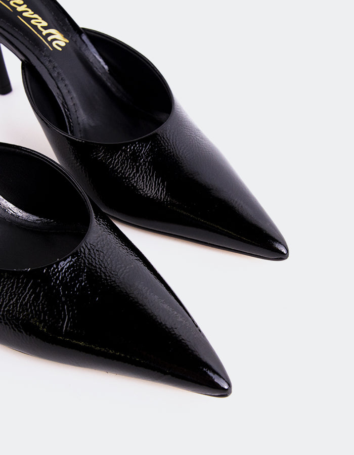 L'INTERVALLE Carys Chaussures mules à talon haut pour femmes Noir Naplack