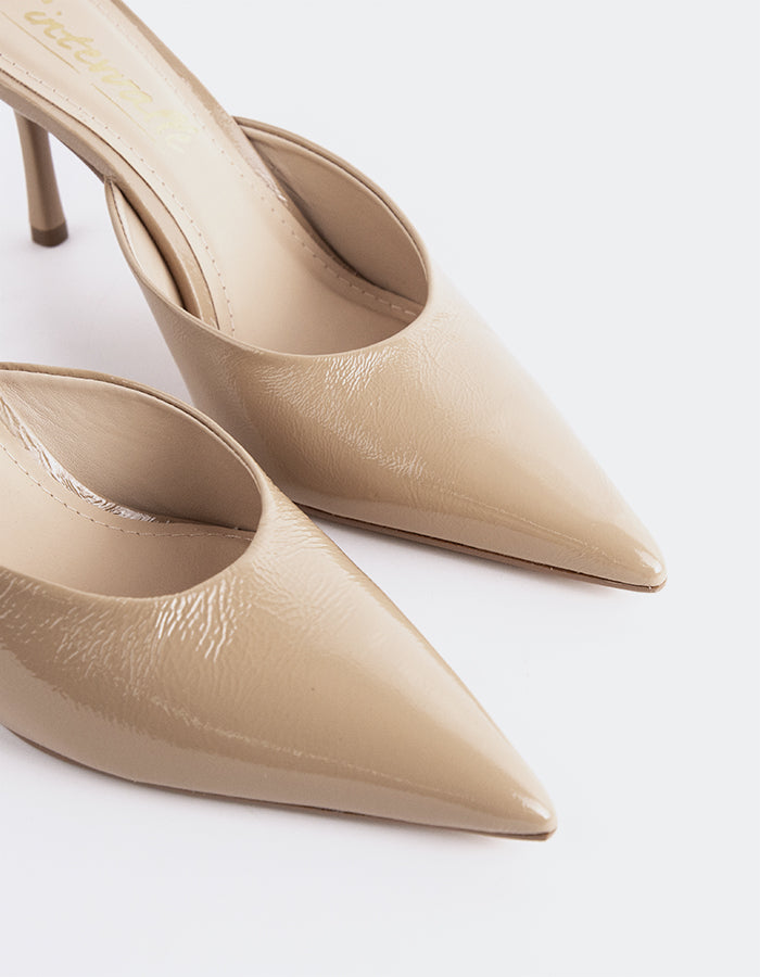 L'INTERVALLE Carys Chaussures mules à talon haut pour femmes Nu Naplack