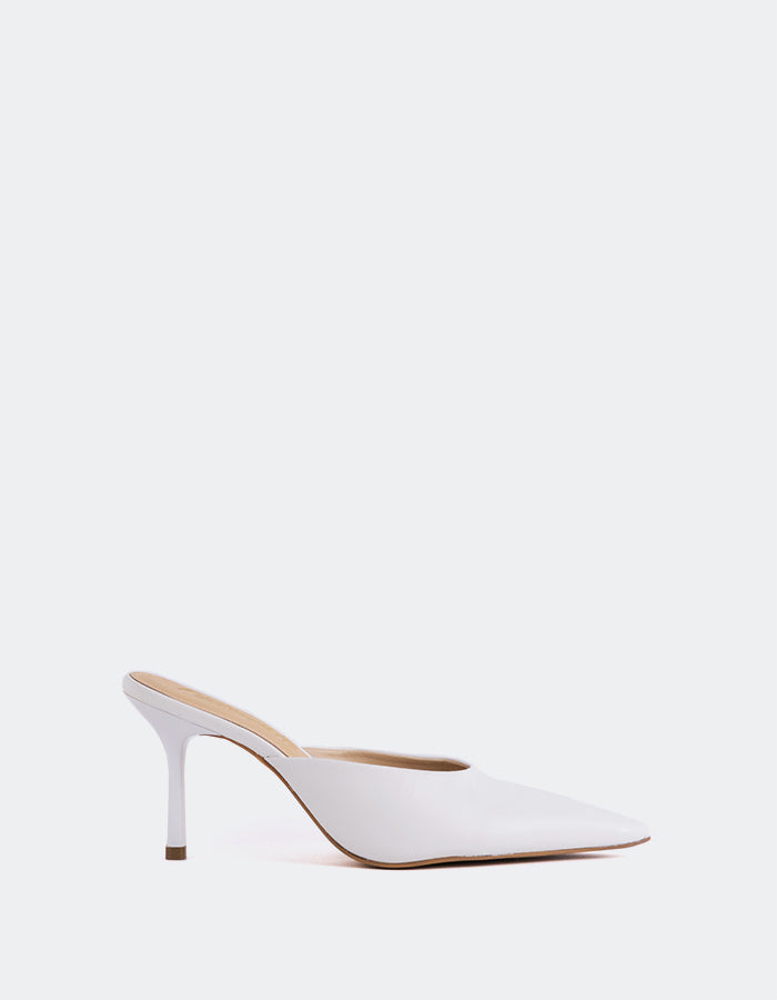 L'INTERVALLE Carys Chaussures mules à talon haut pour femme en cuir blanc