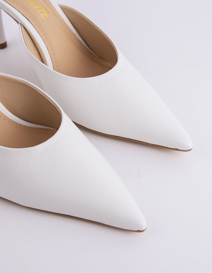 L'INTERVALLE Carys Chaussures mules à talon haut pour femme en cuir blanc