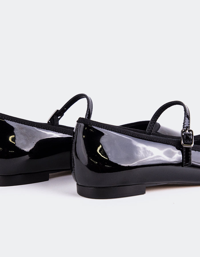 L'INTERVALLE Casilina Femmes Mary Jane Chaussures plates Noir Verni