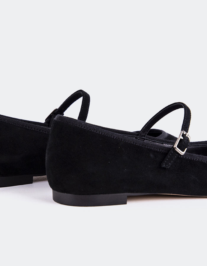 L'INTERVALLE Casilina Femmes Mary Jane Chaussures plates Noir Suède