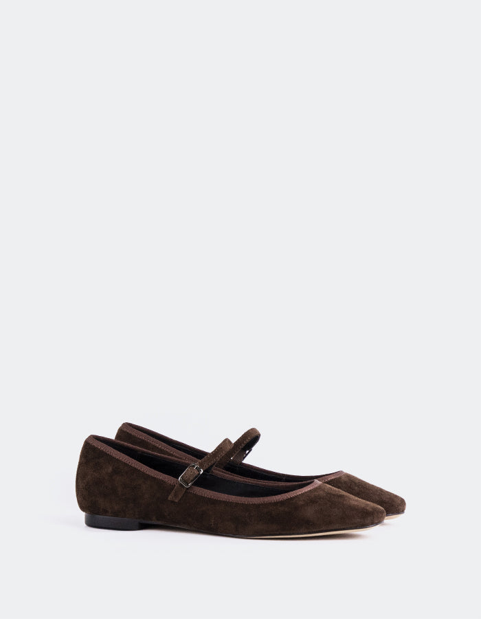 L'INTERVALLE Casilina Femmes Mary Jane Chaussures plates Brun Suède