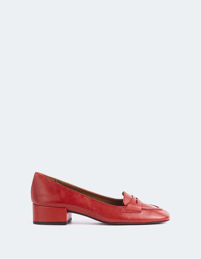 L'INTERVALLE Catrine Femme Loafer Pump Shoe Bordo Leather