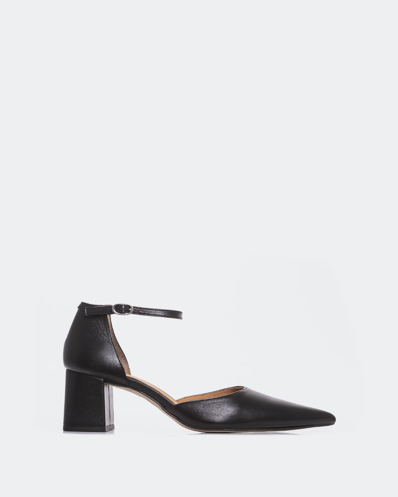 L'INTERVALLE Catriona Women's Shoe Mid Heel Pump Black Leather