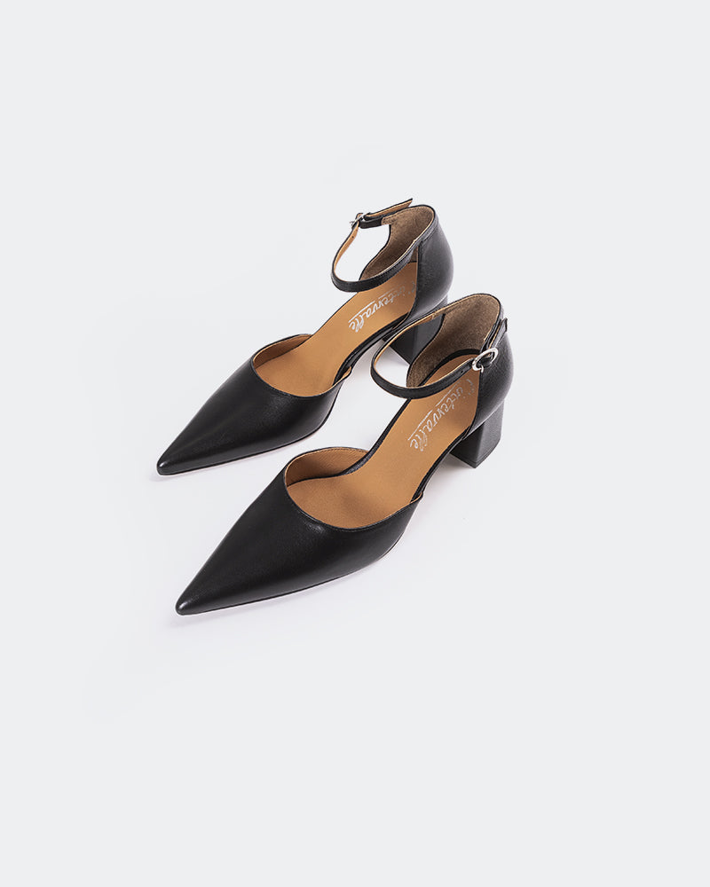 L'INTERVALLE Catriona Women's Shoe Mid Heel Pump Black Leather