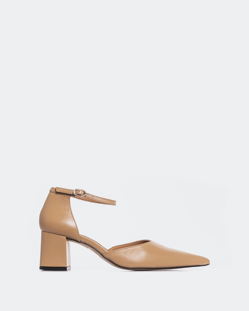 L'INTERVALLE Catriona Women's Shoe Mid Heel Pump Camel Leather
