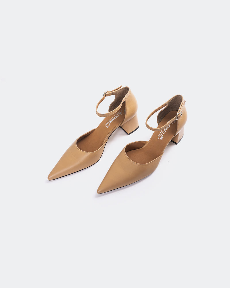 L'INTERVALLE Catriona Women's Shoe Mid Heel Pump Camel Leather