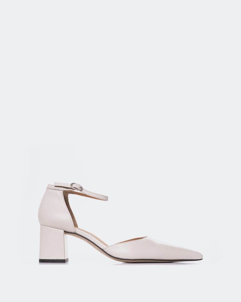 L'INTERVALLE Catriona Women's Shoe Mid Heel Pump Off White Leather