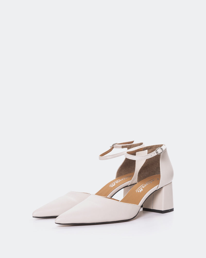 L'INTERVALLE Catriona Women's Shoe Mid Heel Pump Off White Leather