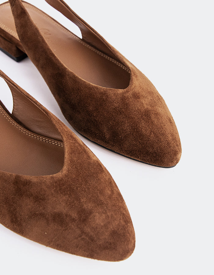 SHELLY SHEN Cattleya Escarpins à Bride Arrière Shoes Brun Suède