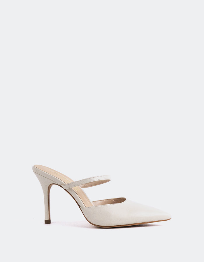 L'INTERVALLE Celandine Mule Femme Chaussures à talons hauts Cuir Blanc Cassé