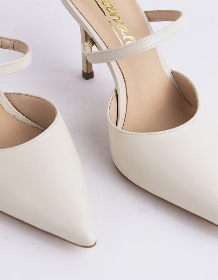 L'INTERVALLE Celandine Mule Femme Chaussures à talons hauts Cuir Blanc Cassé