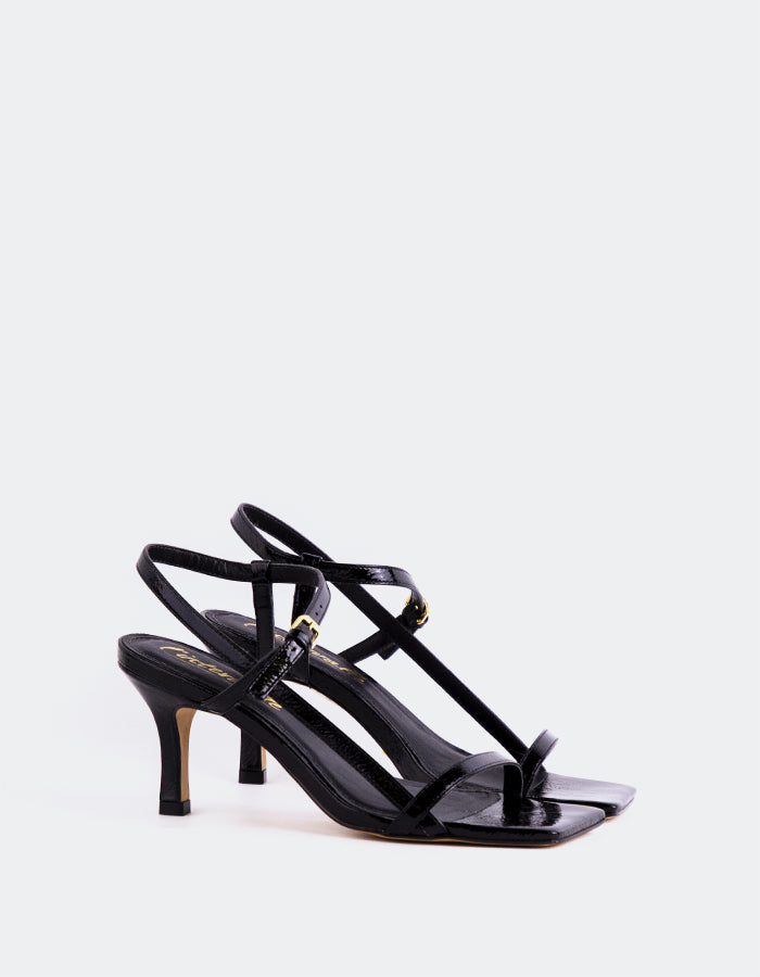 L'INTERVALLE Charmy Sandales à boucle pour femmes Noir Naplack