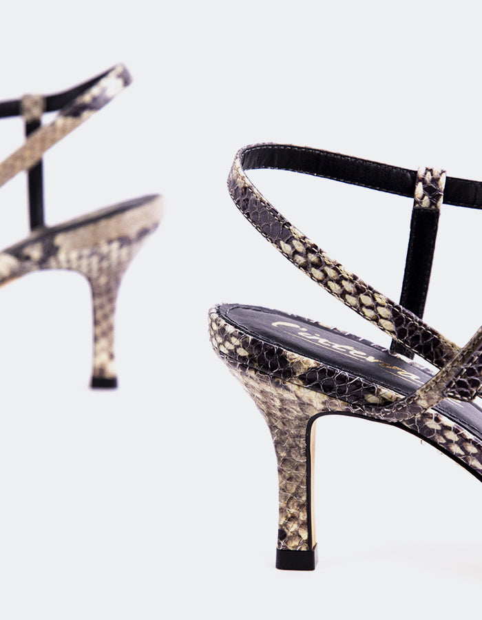 L'INTERVALLE Charmy Sandales à boucle pour femmes Serpent naturel