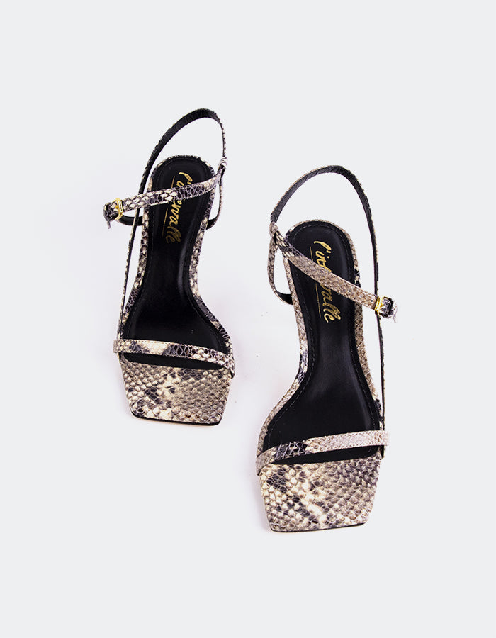 L'INTERVALLE Charmy Sandales à boucle pour femmes Serpent naturel