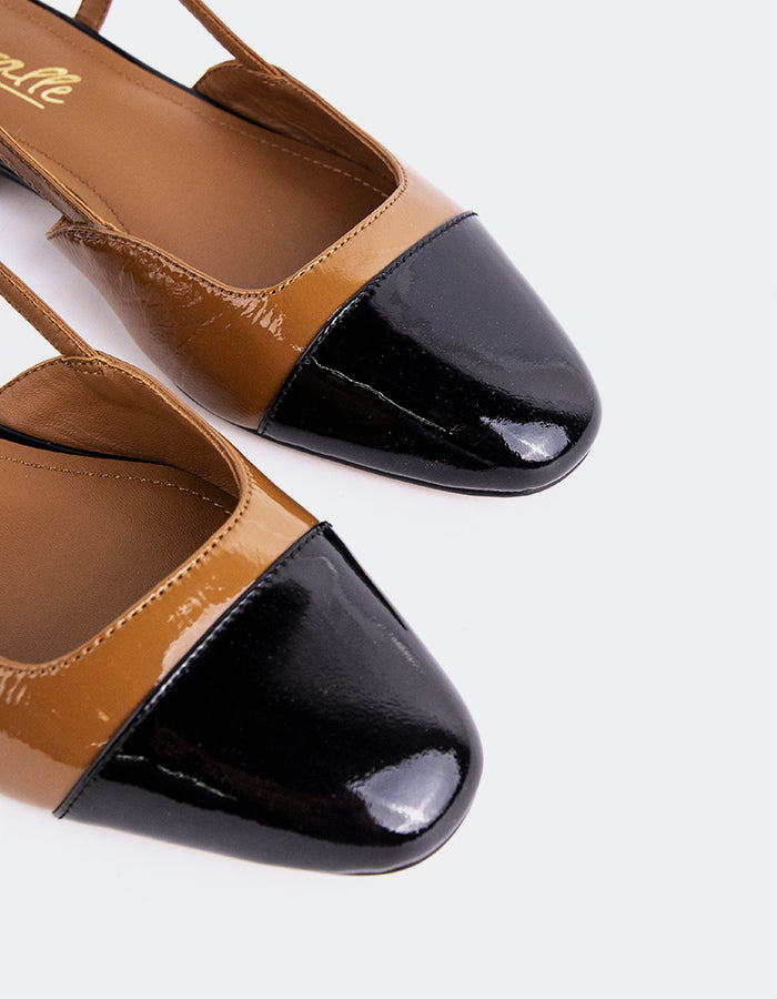 L'INTERVALLE Chysis Slingbacks  à talons bas pour femmes Ocre Verni