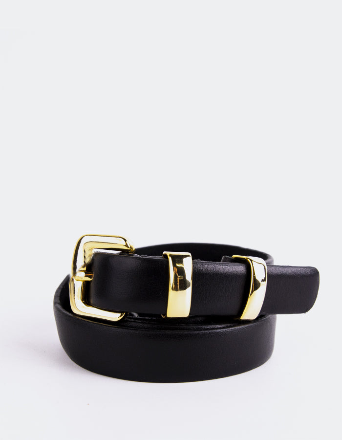 L'INTERVALLE Cintra Ceinture Femme Cuir Noir