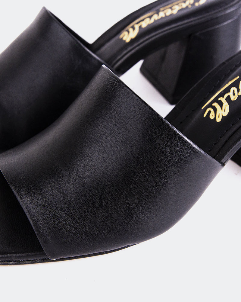 L'INTERVALLE Clarabelle Chaussures Mule Sandales pour femmes Noir Cuir